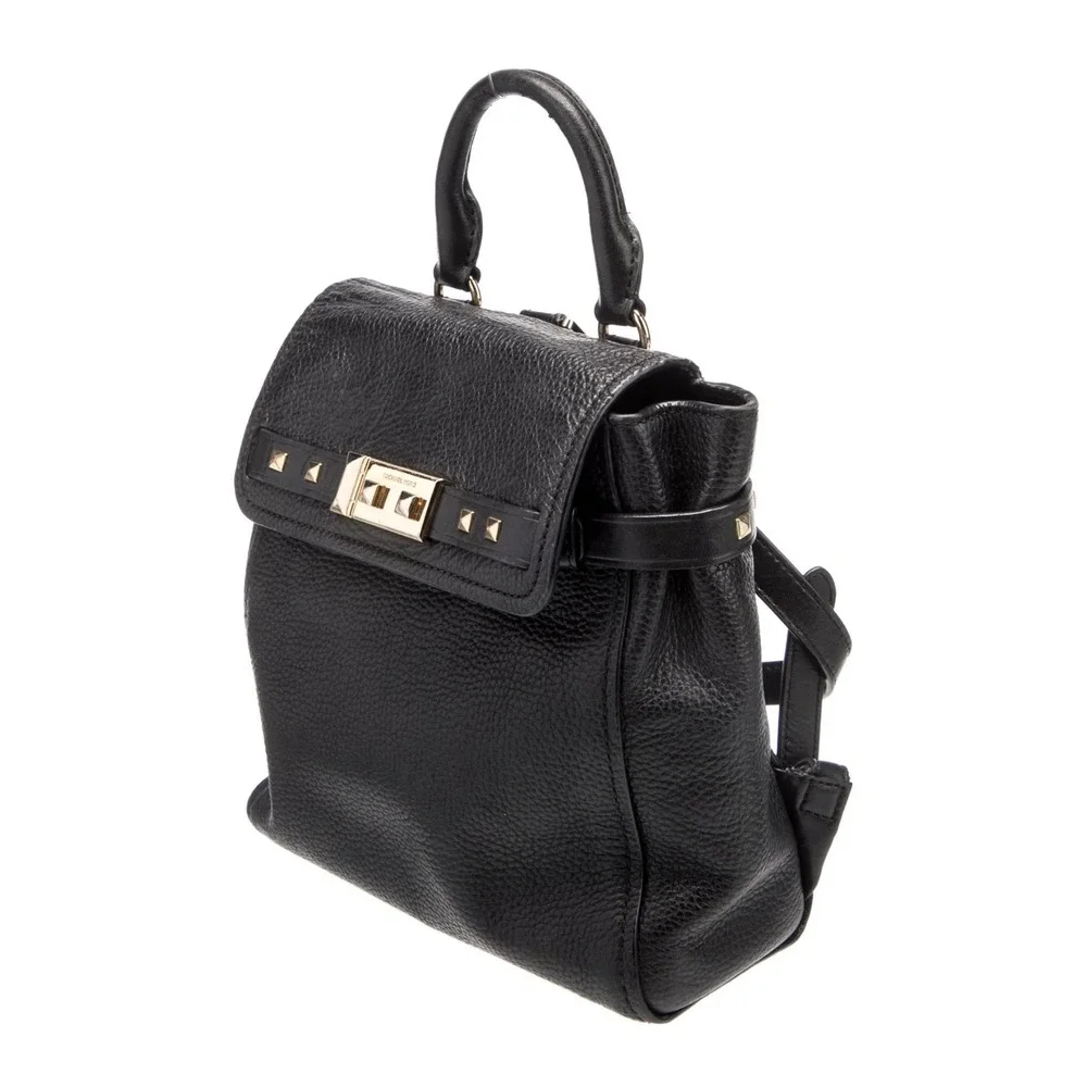 Michael Kors‎ Black Leather Mini Backpack Studded Convertible Bag Purse